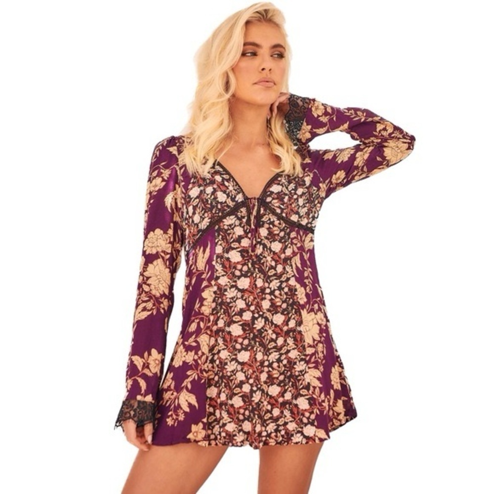 Free People Odette Floral‎ Long Sleeve Tunic NWT XSmall - Picture 9 of 14
